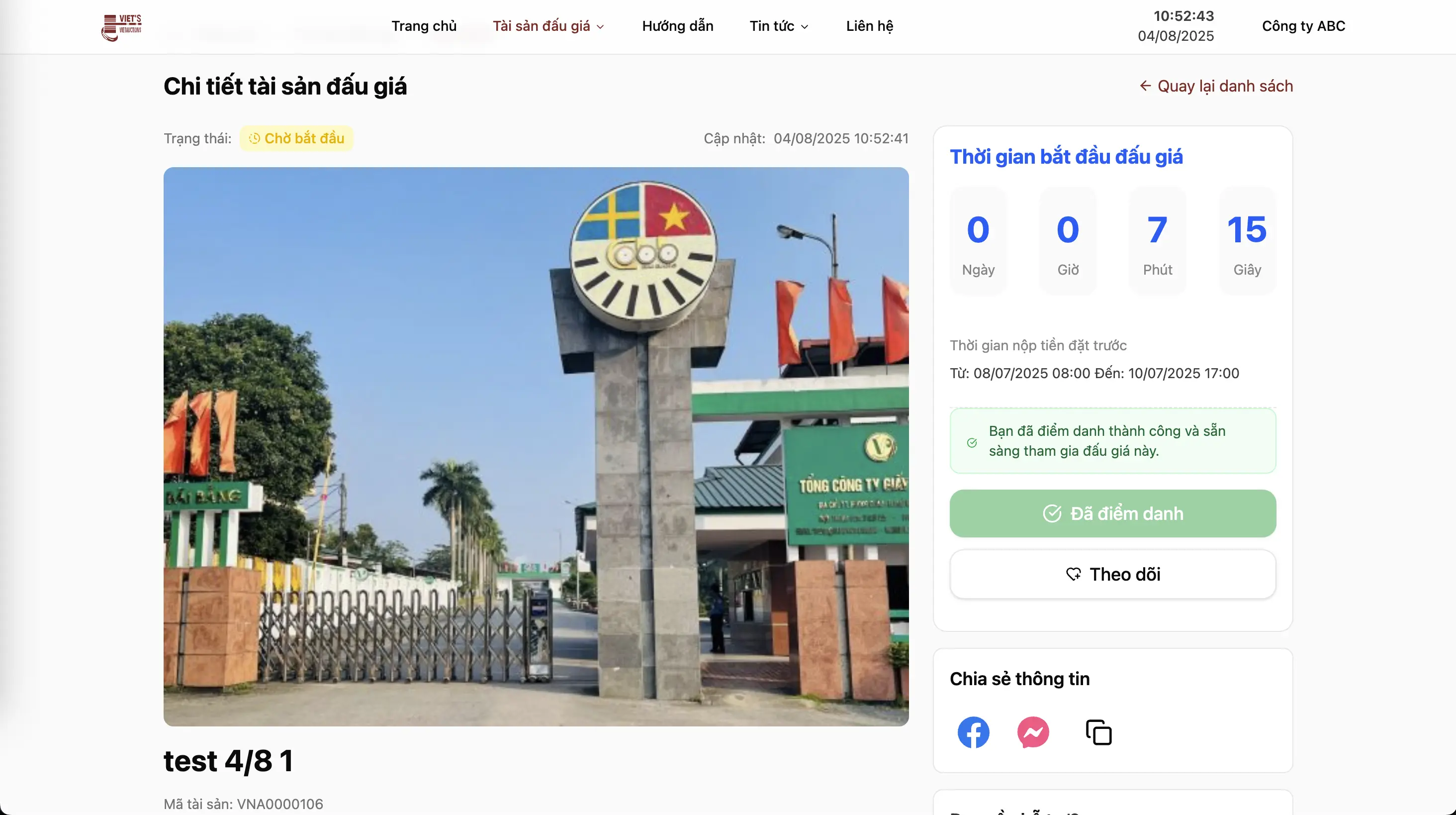Checked-in auction