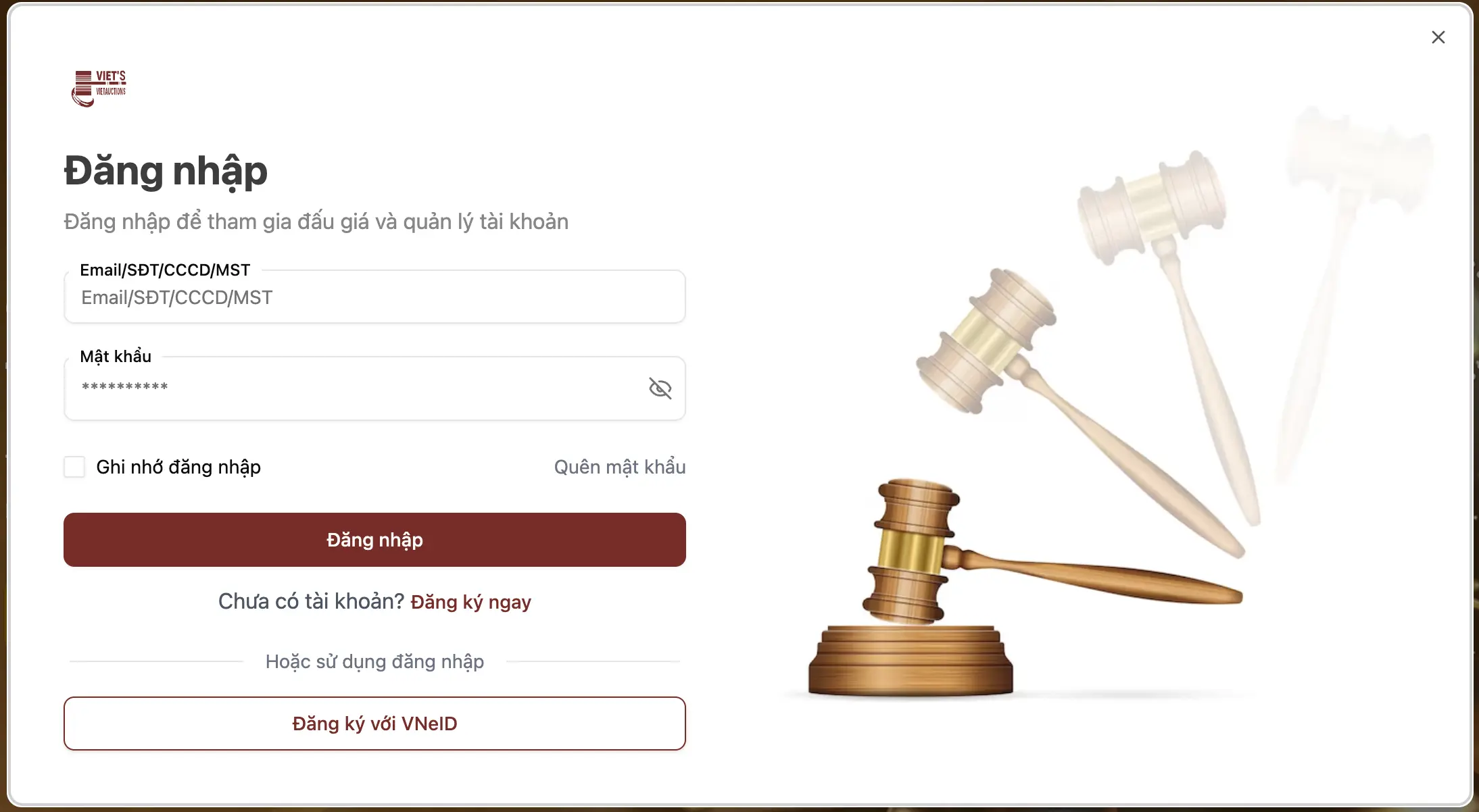 Login page