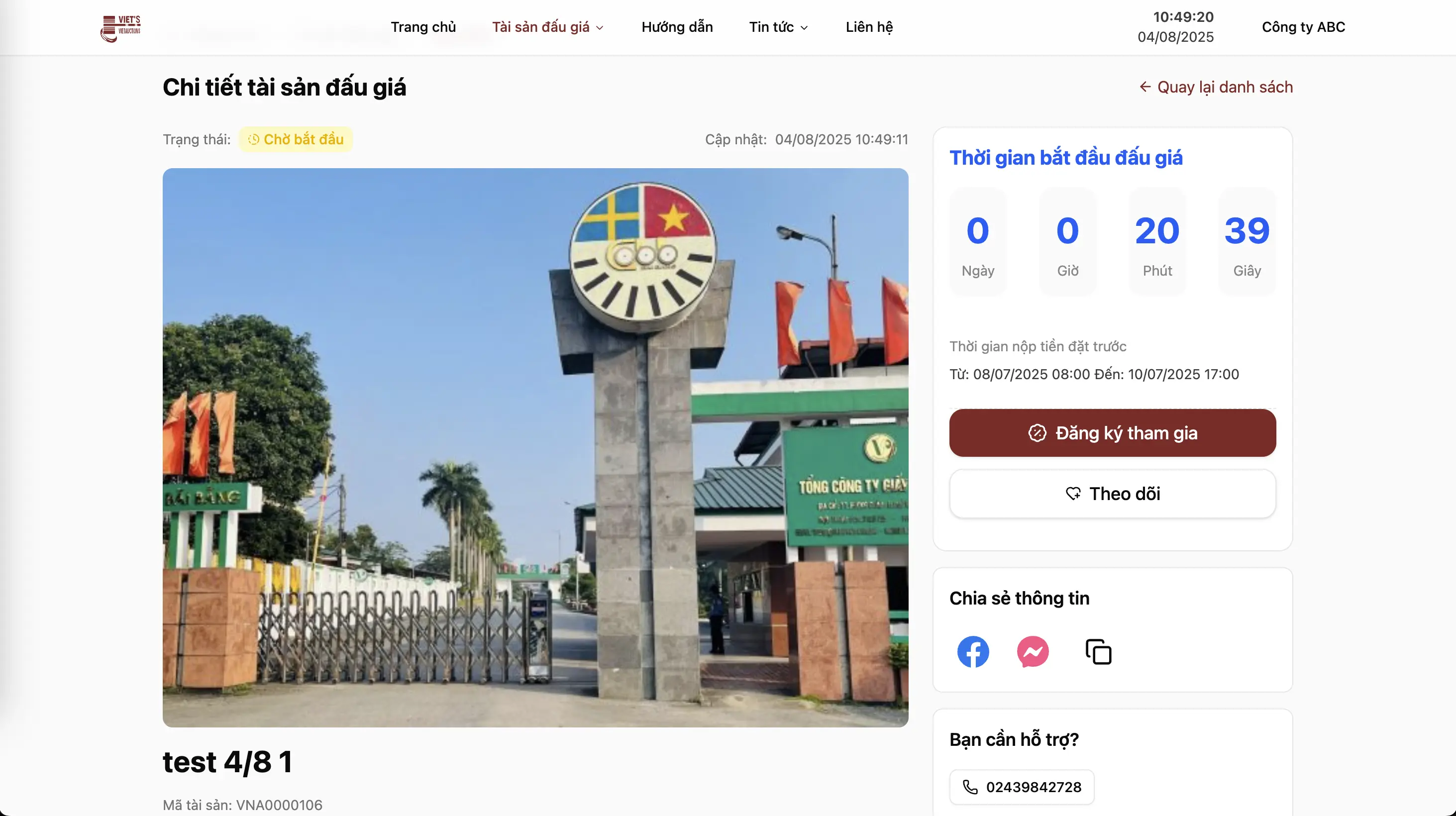 Register for auction